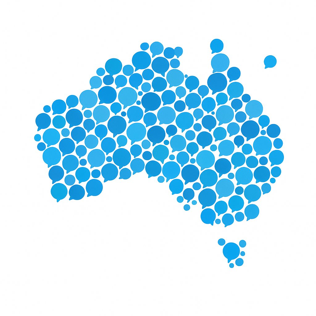 Australia formed of SMS message bubbles